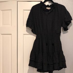 NWT Entro Black smocked waist ruffle dress
